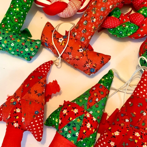 Vintage Quilted Calico Ornaments Scandinavian Farm House Christmas - Picture 10 of 14